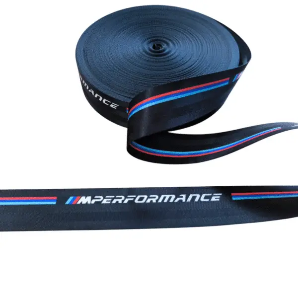 Fita Poliéster p/ Cinto de Segurança — BMW “M Performance” com letras